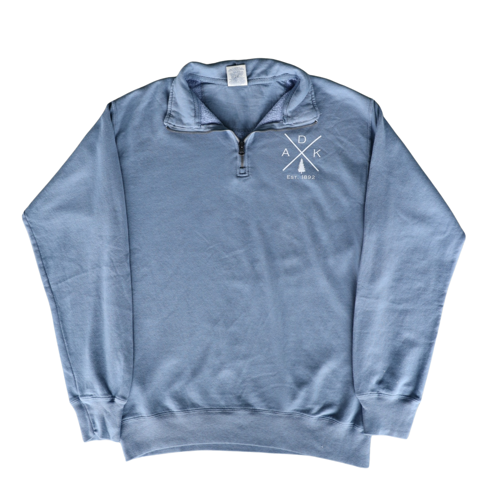 Quarter Zip Comfort Wash ADK Cross Fleece | Blue Line Coffee House