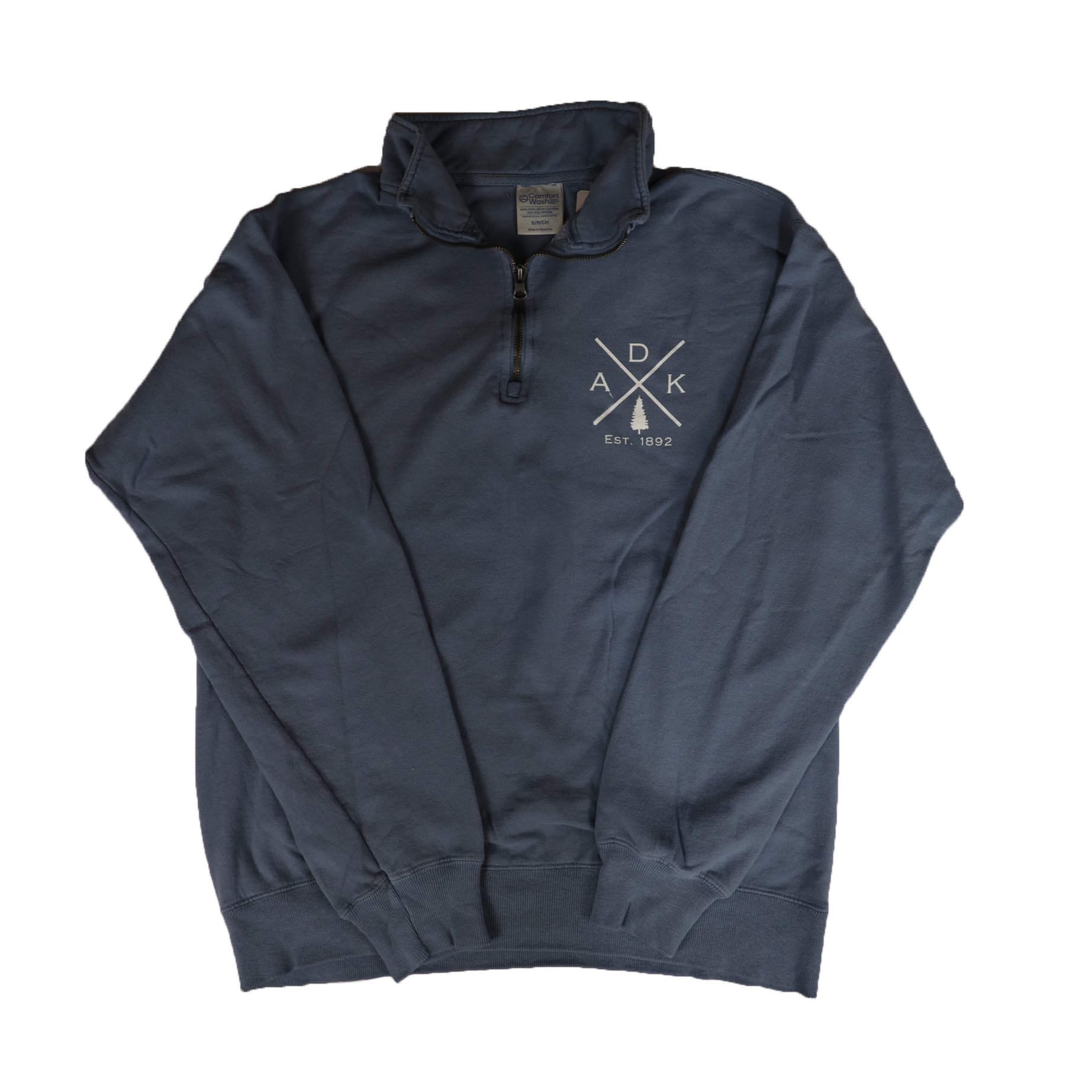 Quarter Zip Comfort Wash ADK Cross Fleece | Blue Line Coffee